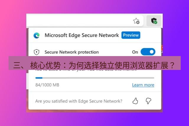 快连VPN 三、 核心优势：为何选择独立使用浏览器扩展？